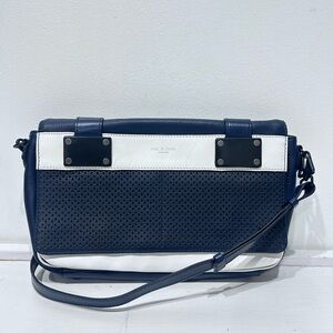 Rag & Bone Navy White x Goop Pilot Clutch Perforated Leather Crossbody Bag
